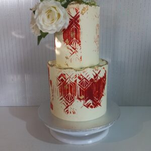 2 Tier Buttercream stencil cake