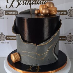 Black and gold Spheres Birthday Cake